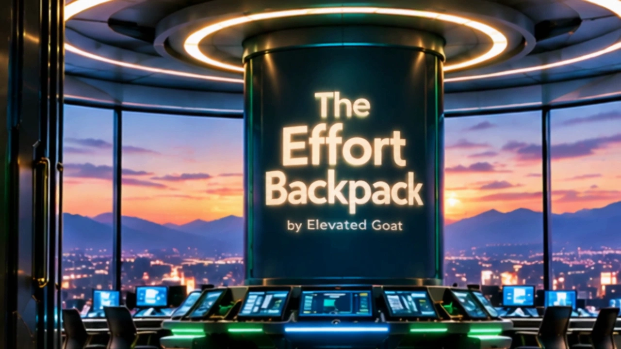 The approved Effort Backpack command-center sign in the opening cinematic